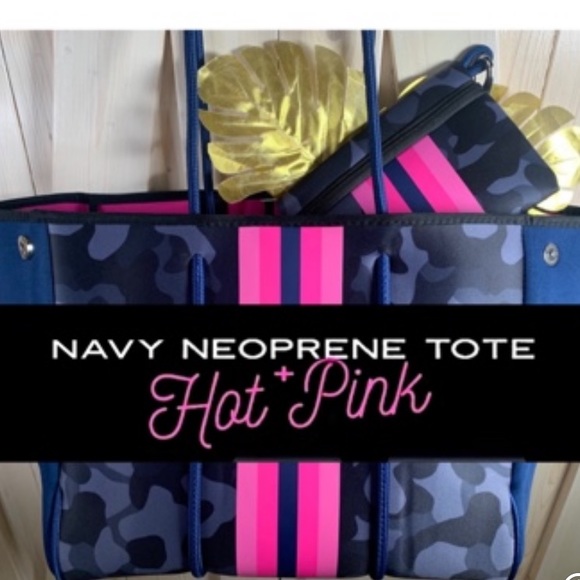 new lily pink CORAL REEF waterproof neoprene tote light resort travel beach bag - Picture 9 of 16